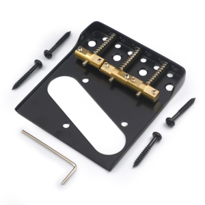 Guitar Monkey Top-Load/String-Thru Black Tele Bridge w/Brass Compensated